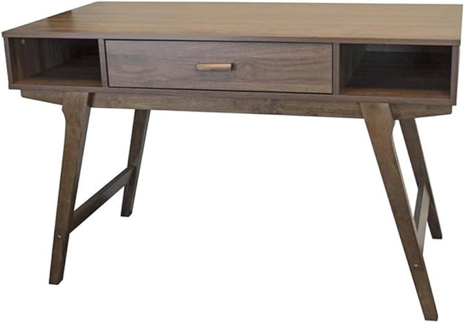 OS Home and Office Model Mid Century One Drawer and Sturdy Legs Desk Brown