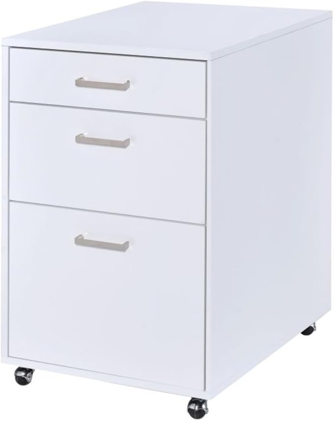 Hassyee High Gloss Rectangular File Cabinet with 3 Drawers Home Office Spacious Filing Cabinets for Entryways or Any Workspace Easy Installation (White)