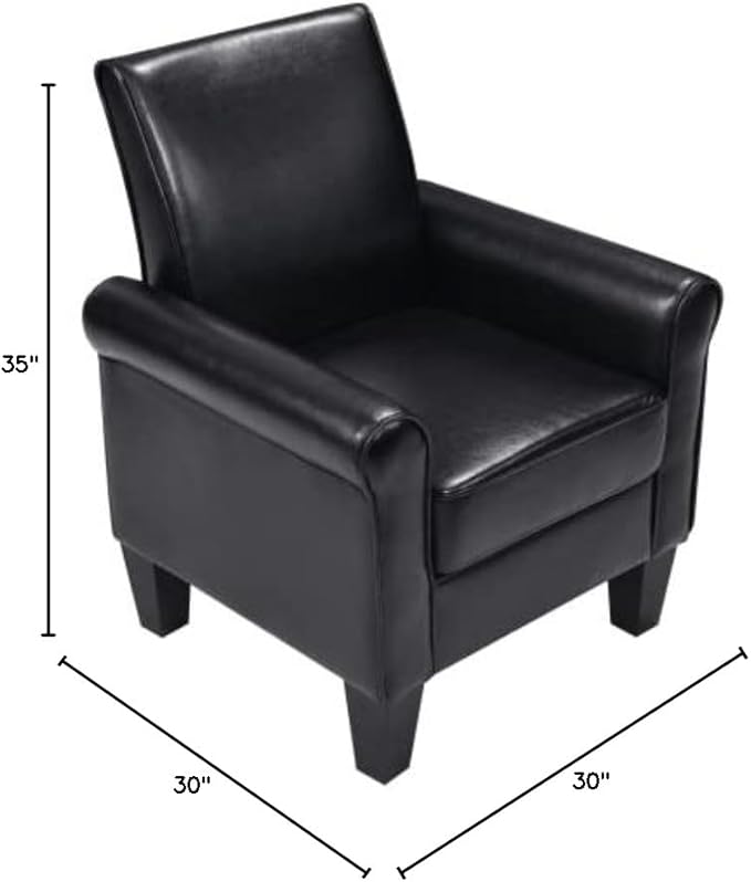 Accent Chairs Comfy Sofa Chair Armchair for Reading Living Room Bedroom OfficeWaiting Room PU Leather Black