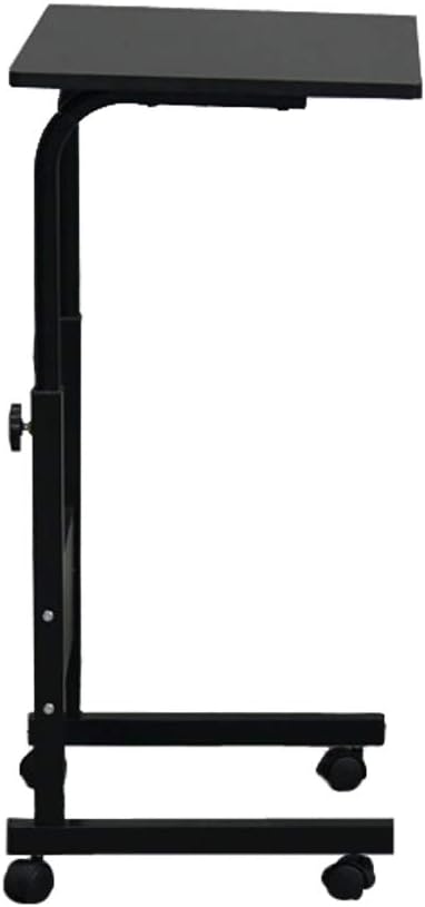 Karl home Small Side Mobile Table 23.6 inch Computer Desk with Wheels Height Adjustable Rolling Potable Laptop Cart C-Shaped Bed Couch End Tables with Edge Stopper for Living Room Bedroom Black