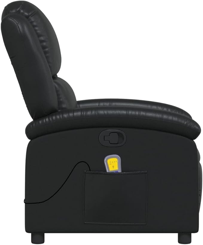 Faux Leather Massage Recliner Chair Manual Recliner Chair with Massage Single Sofa Home Theater Seating Comfy Living Room Single Sofa Chair Black Faux Leather-20