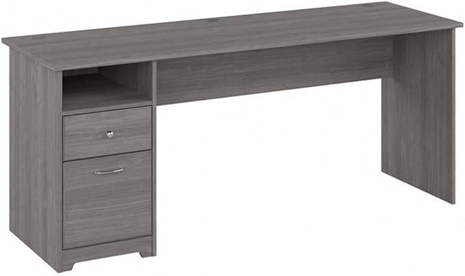 Bush Home Cabot 72W Computer Desk with Drawers in Modern Gray Large Work Table and Built-in Storage for Home Office 6 Foot Long Desktop