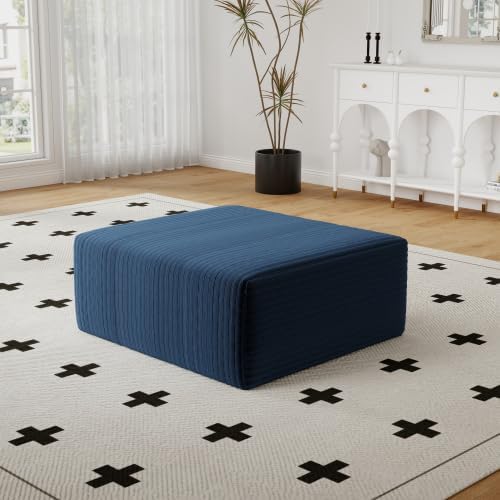 27.5 Corduroy Ottoman Seat Module for Modular Sectional Sofa DIY L-Shaped &amp U-Shaped Plush Corduroy Sofa for Living Room Blue