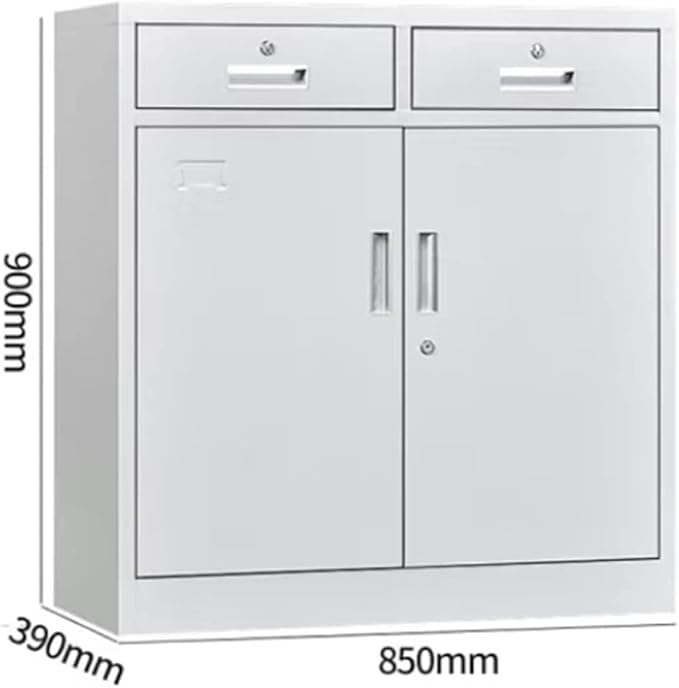 Metal Cabinet with Lock Steel File Cabinet 2 Drawers Low Cabinet with Lock Small Storage Cabinet Office Steel Cabinet (1.4mm)