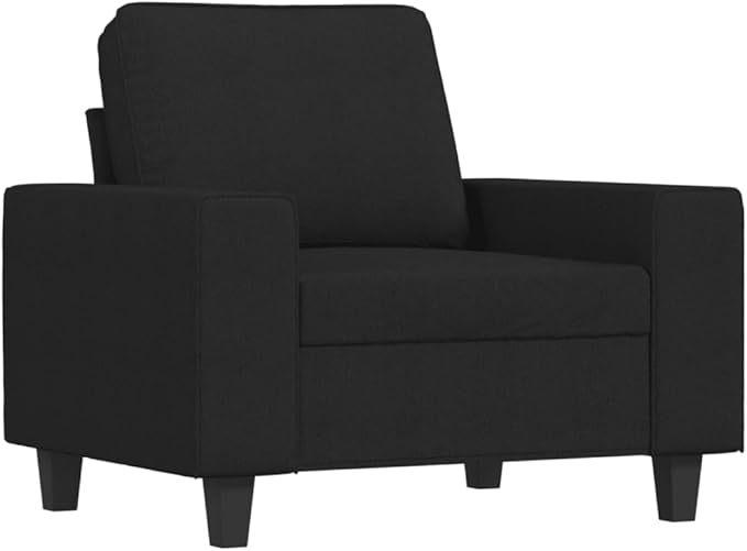 vidaXL Comfortable Black Sofa Chair in Fabric and Metal - Modern 1-Seater Design for Living Room/Office/Lounge Area