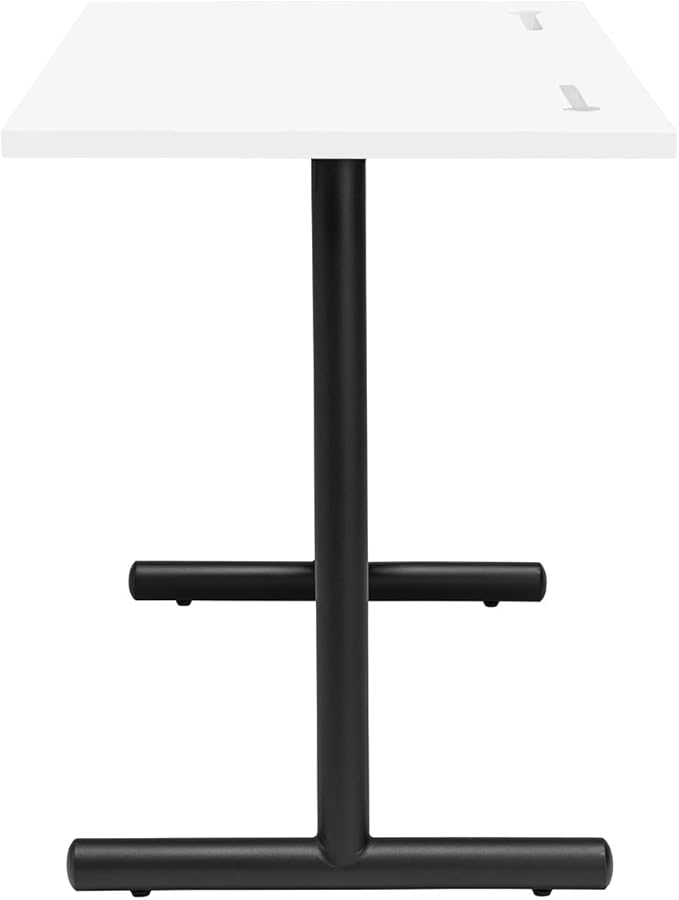 Laura Davidson Furniture Lenox Computer Desk for Home or Office Minimalistic Modern and Commercial-Grade with Black Metal Legs and White Wood Top