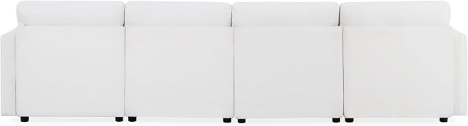 kevinplus 123'' Modular Sectional Sofa Couch with Storage Space &amp Ottoman for Living Room Modern Upholstered U-Shape Sectional Sofa Couch 4-Seat Free Combination Chenille Fabric Antique White