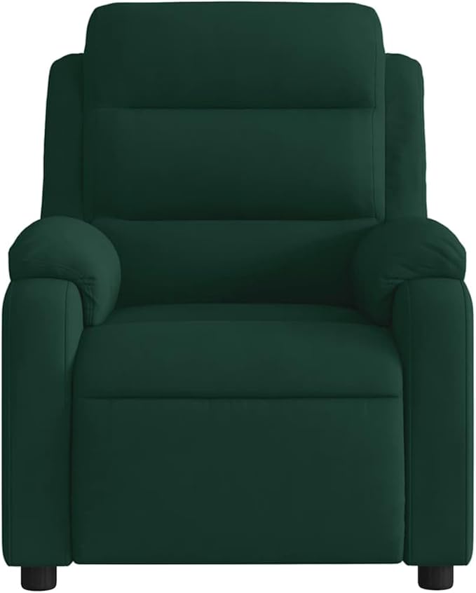 vidaXL Dark Green Velvet Massage Recliner Chair with Adjustable Armrests and Reclining Mechanism for Living Room Comfort