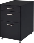 Acme Coleen Rectangular 3-Drawer Mobile File Cabinet in Glossy Black Wood