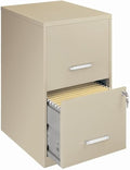 Pemberly Row 2-Drawer Metal Filing Cabinet 18 Deep Putty/Beige Finish Letter-Size Hanging Files High-Side Drawers Cam Lock Security Glide Suspension Home or Office Storage Solution