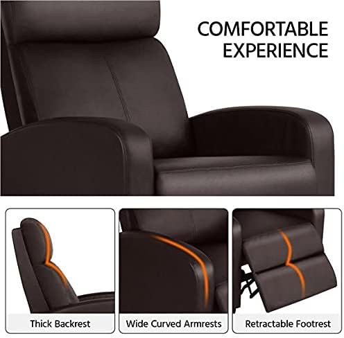 Yaheetech Padded Seat Recliner Chair Set of 2 Single Sofa Recliner Home Theater Seating PU Leather Upholstered Reclining Chair Brown