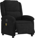 vidaXL Electric Massage Recliner Chair - Wingback Black Velvet Armchair with Vibration Function &amp Motorized Recline for Living Room/Bedroom
