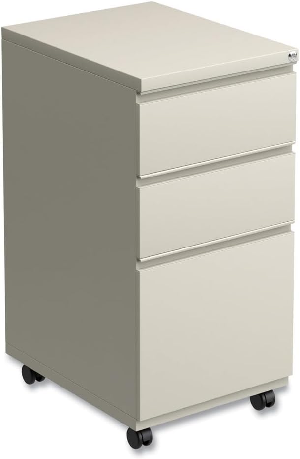 Alera PBBBFPY Three-Drawer Metal Pedestal File with Full-Length Pull 14 7/8w x 19 1/8d Putty