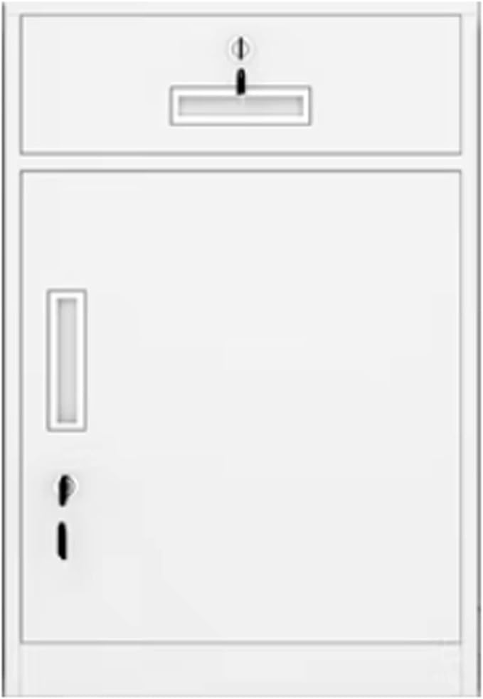 HASMI Filing Cabinet File Cabinet with Lock Under Desk Metal Filing Cabinet 1 Drawer and 1 Cabinet File Cabinet for Legal/Letter/A4 File Fully Assembled Storage Cabinet (Color : White) yuqing2022
