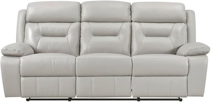 Lexicon Laconia Leather Double Reclining Sofa in Silver