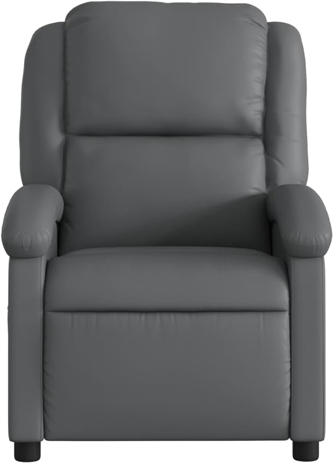 vidaXL Modern Recliner Chair in Gray Faux Leather with Adjustable Footrests and Side Pocket for Living Room Bedroom Office Use Chairs Reclining Armchair Elderly TV Sofa Push