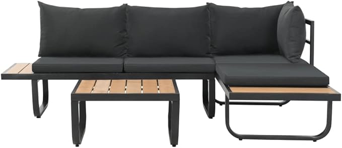 2-Piece Modular Sofa Set Anthracite Aluminum Medium Outdoor Indoor Furniture with Weatherproof Cushions and Powder-Coated Finish for Patio Living Room