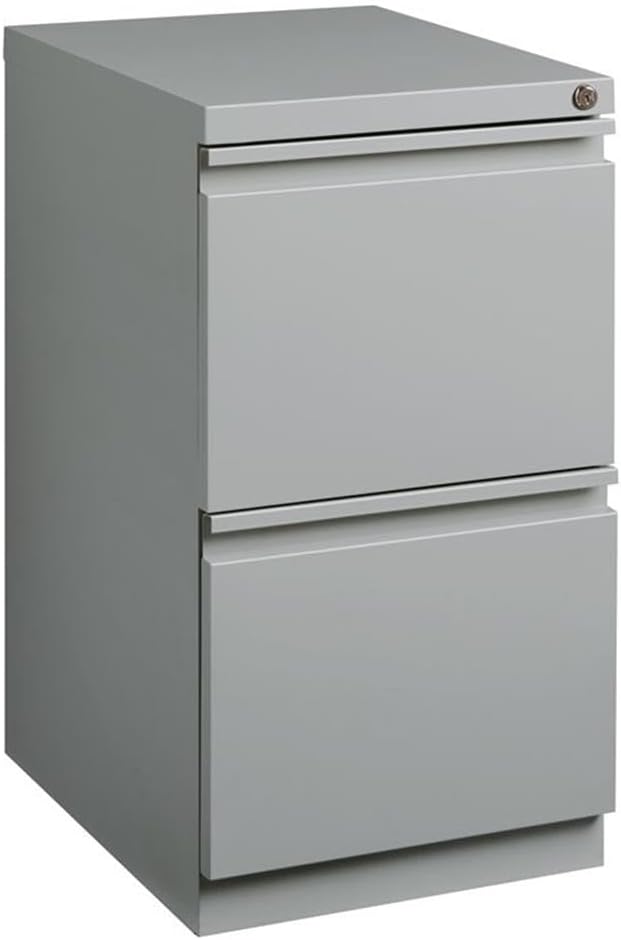 Pemberly Row 20 2-Drawer Modern Metal Mobile Pedestal Filing Cabinet in Silver