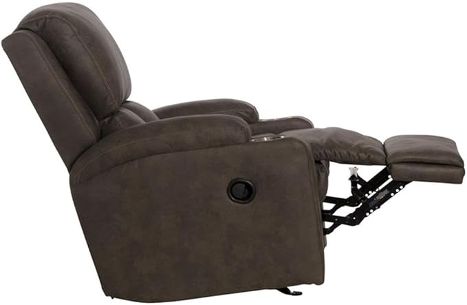 Bowery Hill Rocker Recliner with Cupholders Gray Polyester Fabric 33.5 W x 40 D x 39 H Transitional Style Cool Gel Memory Foam Seating Smooth Rocking Motion Comfortable Home Living Room Chair