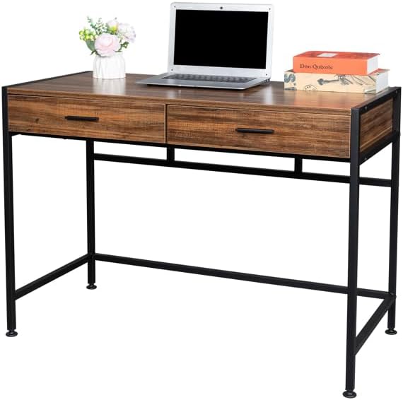42inch Computer Desk Modern Desk for Home Office Study Student Writing Desk Home Office Desk Computer Table with Storage Drawer Study Work Desk Corner Desk Home Office Desk Retro Wood Table Top
