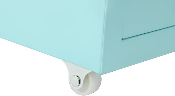 6-Drawer Metal File Cabinet Mobile File Cabinet with Lock Rolling Vertical File Cabinet Under Desk for Home Office 11 * 16 * 27in (Blue)