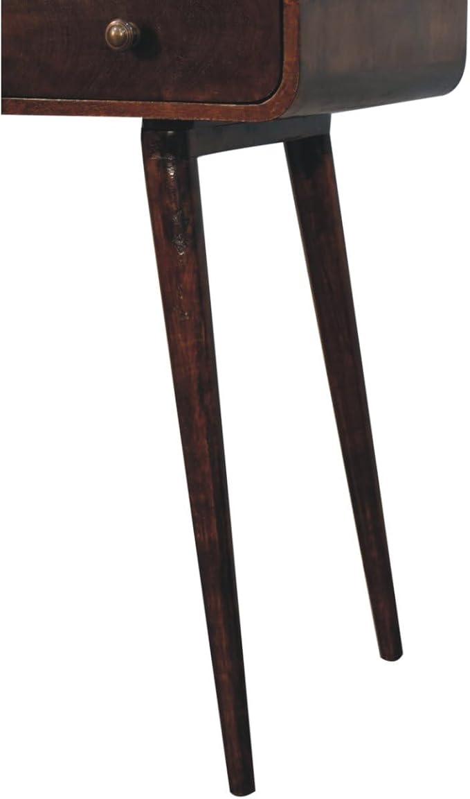 Solid Wood Curved Walnut Writing Desk - Computer Desk for Home Office with Storage