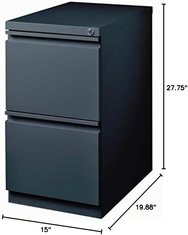 Scranton &amp Co 2-Drawer Modern Metal Mobile Pedestal File Cabinet in Charcoal
