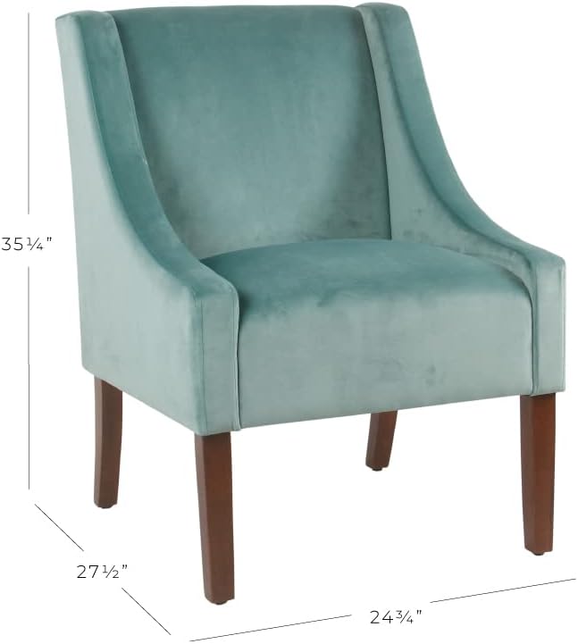 Homepop Home Decor | Upholstered Classic Swoop Arm Accent Chair | Accent Chairs for Living Room &amp Bedroom | Decorative Home Furniture Light Velvet Aqua Blue