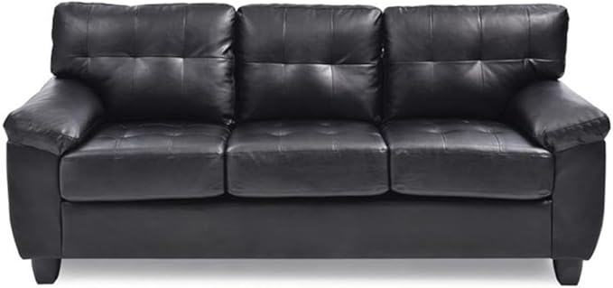 Glory Furniture Gallant Faux Leather Sofa in Black