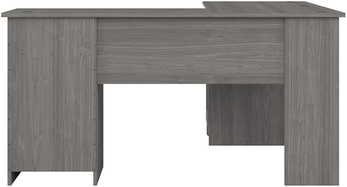 Pemberly Row 60 L Shaped Computer Desk Engineered Wood Gray Finish Transitional Style Home Office Desk with Storage Cabinet File Drawer Adjustable Shelf Wire Management Cubby Spaces