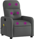 vidaXL Dark Gray Fabric Massage Recliner Chair - Manual Reclining Armchair for Elderly with Vibration Function Side Pocket and Comfy Cushioning for Living Room Comfort