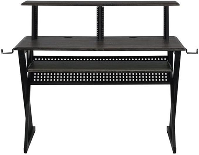 Acme Furniture Rectangular Music Desk Table with Earphone Rack Black