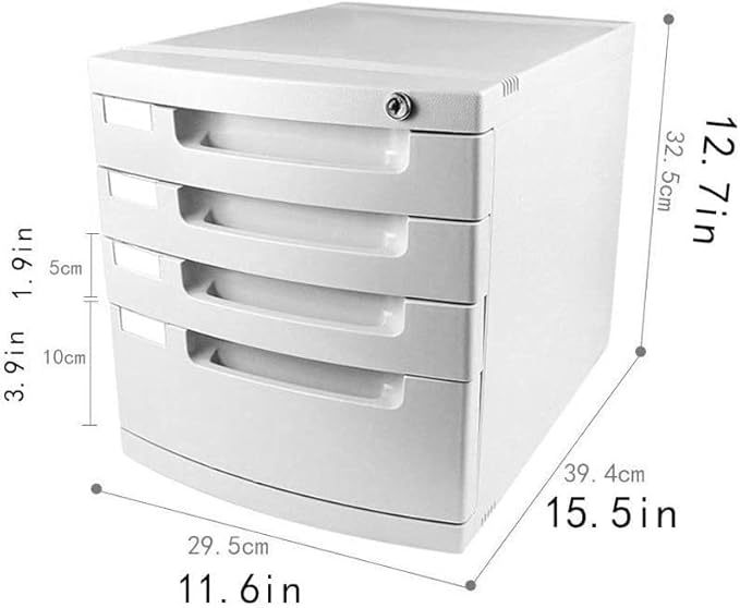 Blue 4Drawer File Cabinet with LockOffice Filing Storage Box with Dividers Desktop Organizer Secure Document Storage Solution for Home &amp Office UseWhite