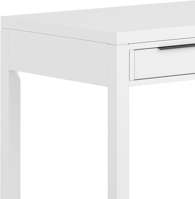 SIMPLIHOME Hollander Desk - 60 Inch Wide Solid Wood Writing Desk in White Contemporary Home Office Computer Table for Workspace or Study with 2 Drawers and Flip-Down Keyboard Tray