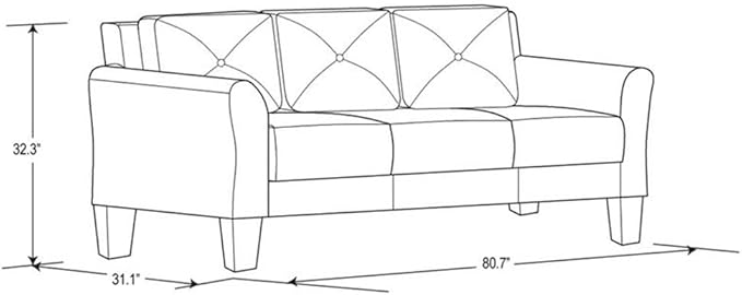 BOWERY HILL Transitional Set of 2 Solid Hardwood Frame Dark Gray Microfiber Upholstered Stationary Sofa &amp Loveseat with Tufted Back Cushions