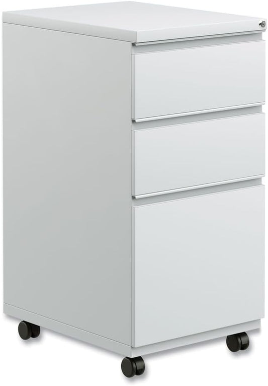 Alera PBBBFLG Three-Drawer Pedestal File with Full-Length Pull 14 7/8 x 19 1/8 Light Gray