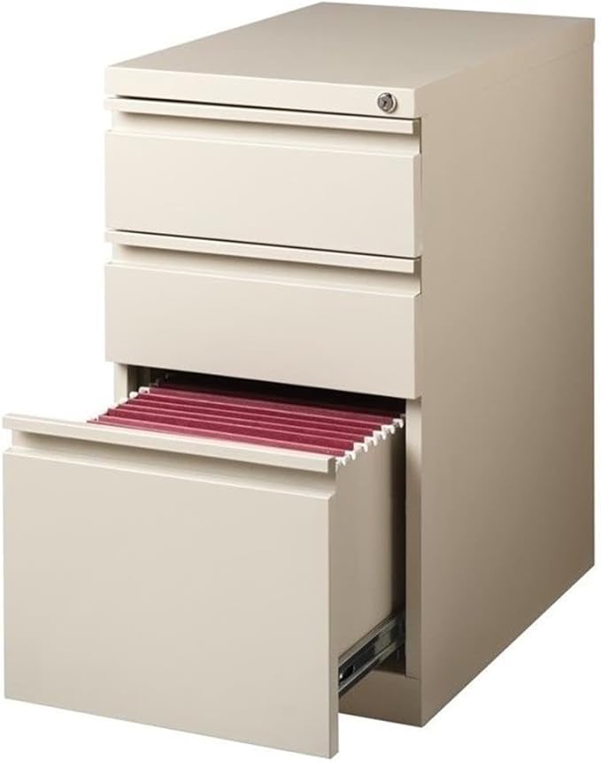 Pemberly Row 27.75 H X 15.00 W Modern 3 Drawer Metal Mobile Filing Cabinet in Putty with Lock Included