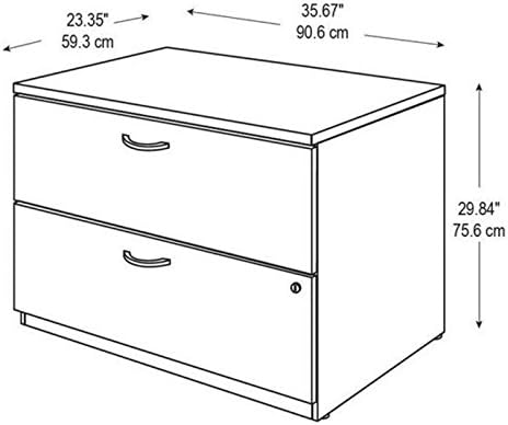 BOWERY HILL 2-Drawer Lateral File Cabinet Hansen Cherry Finish Thermally Fused Laminate 35.67 W x 23.35 D x 29.84 H Full-Extension Drawers Locking Mechanism Home or Office Filing Storage