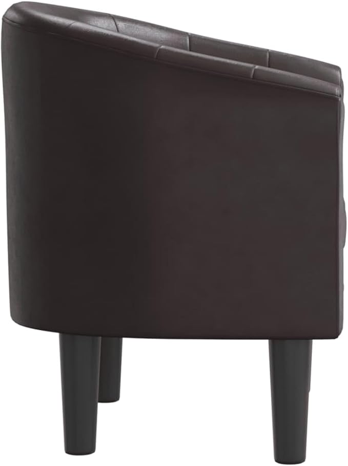 vidaXL Modern Tub Chair in Brown Faux Leather - Durable Stain- Armchair for Living Room Bedroom or Office - Comfortable Seat with Thick Padding