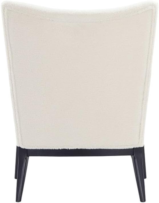Pemberly Row Contemporary Lounge Chair Boucle Fabric White Finish Modern Arm Chair Black Metal Frame 18 Seat Height Minimalist Design for Living Room Nursery or Accent Seating