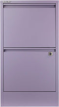 Bisley 2-Drawer Flush Front Vertical File Cabinet - Lilac 2 Hanging File Drawers Powder-Coated Steel Locking Drawers
