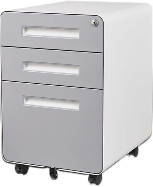 File Cabinets Solid Color Office Storage Low Cabinet File Steel with Lock Data Round Corner File Storage Cabinets(Gris)