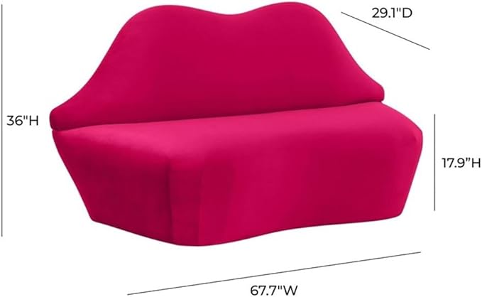 Lips Hot Pink Velvet Settee