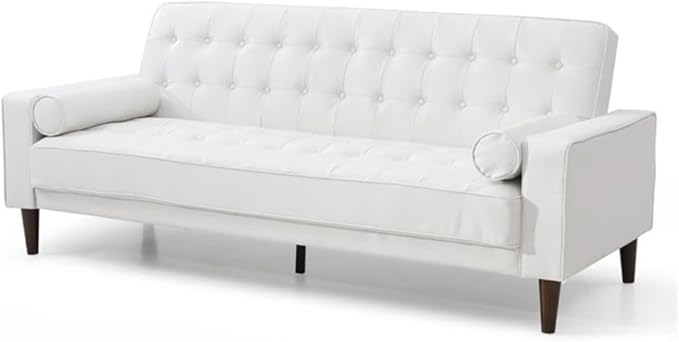 Glory Furniture Andrews Faux Leather Sleeper Sofa in White