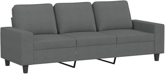 vidaXL 3-Seater Sofa in Dark Gray - 70.9 Wide Upholstered in Polyester Fabric Modern Style for Living Room Lounge Office
