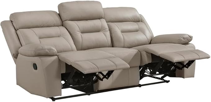 Lexicon Laconia Leather Double Reclining Sofa in Latte