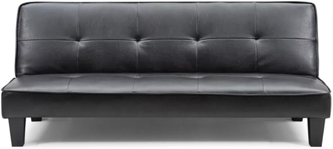 Glory Furniture Alan Faux Leather Sleeper Sofa in Black