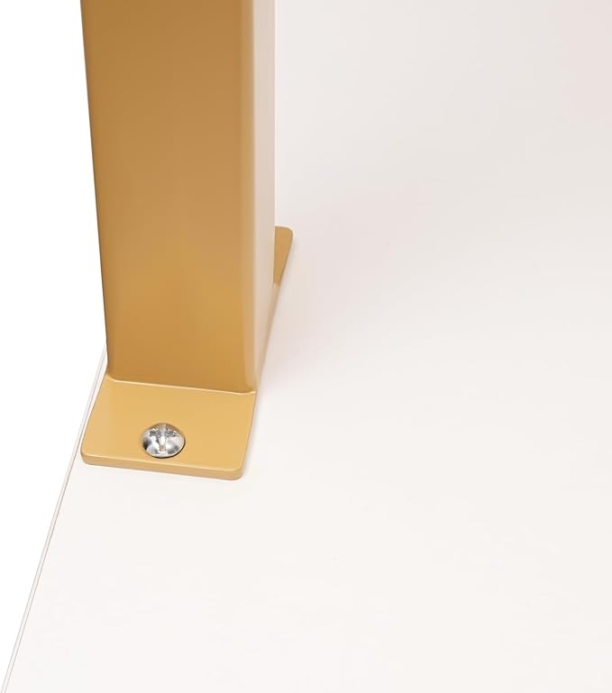 3-Shelf Industrial Wall Mount Ladder Desk Small Computer or Writing Desk Gold and White for Homes Office School Small Spaces (30x20x73)