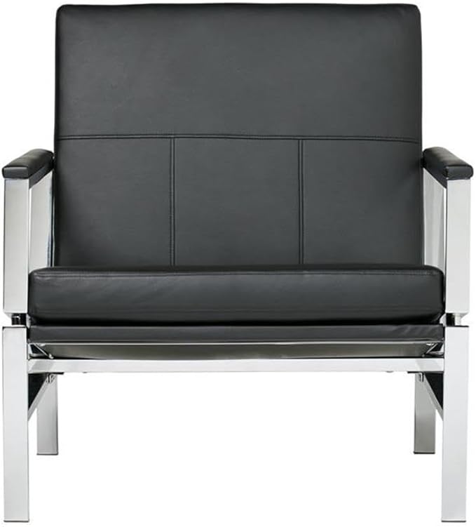 Atlas Modern Accent Chair in Blended Leather Chrome / Black