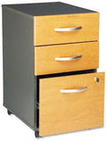 Series C 3-Drawer Mobile Pedestal File- 28-1/8 High- Graphite GY/Medium Cherry